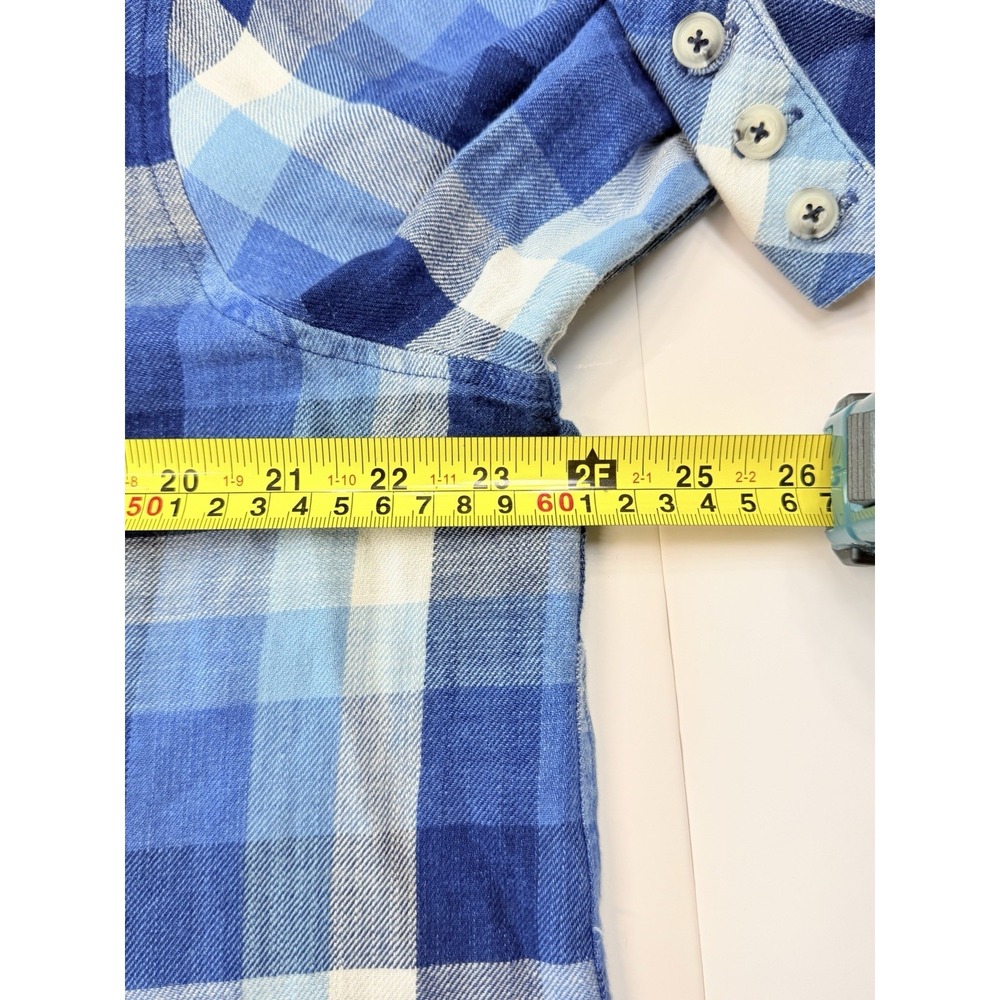 Soft Surroundings Women's XL Blue Plaid Cotton Tunic Shirt Button Front Pockets - Picture 7 of 8